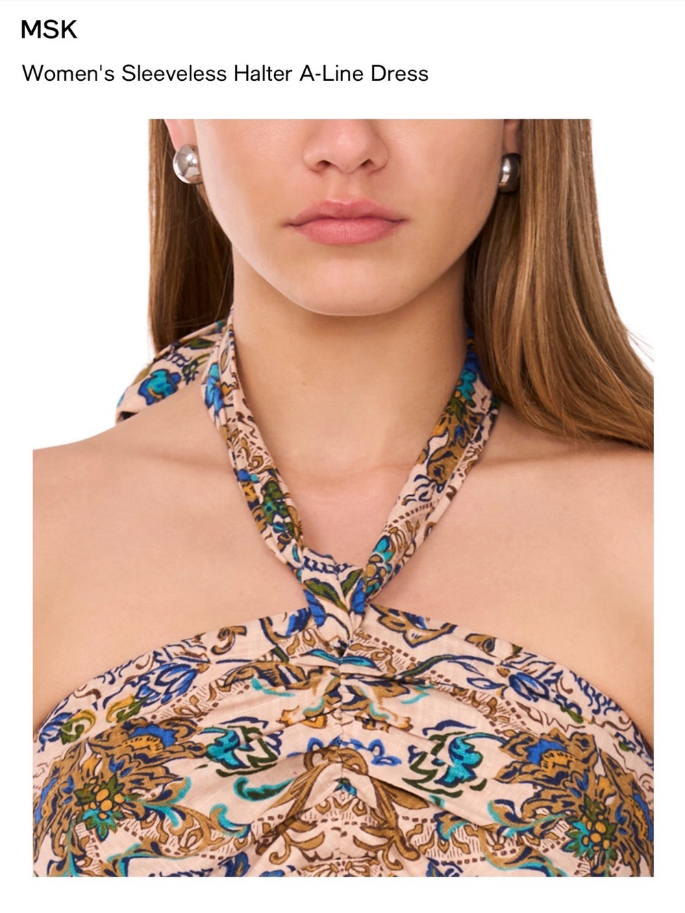 MSK Silver Dome Hoop Earrings with Turquoise and Gold Accents